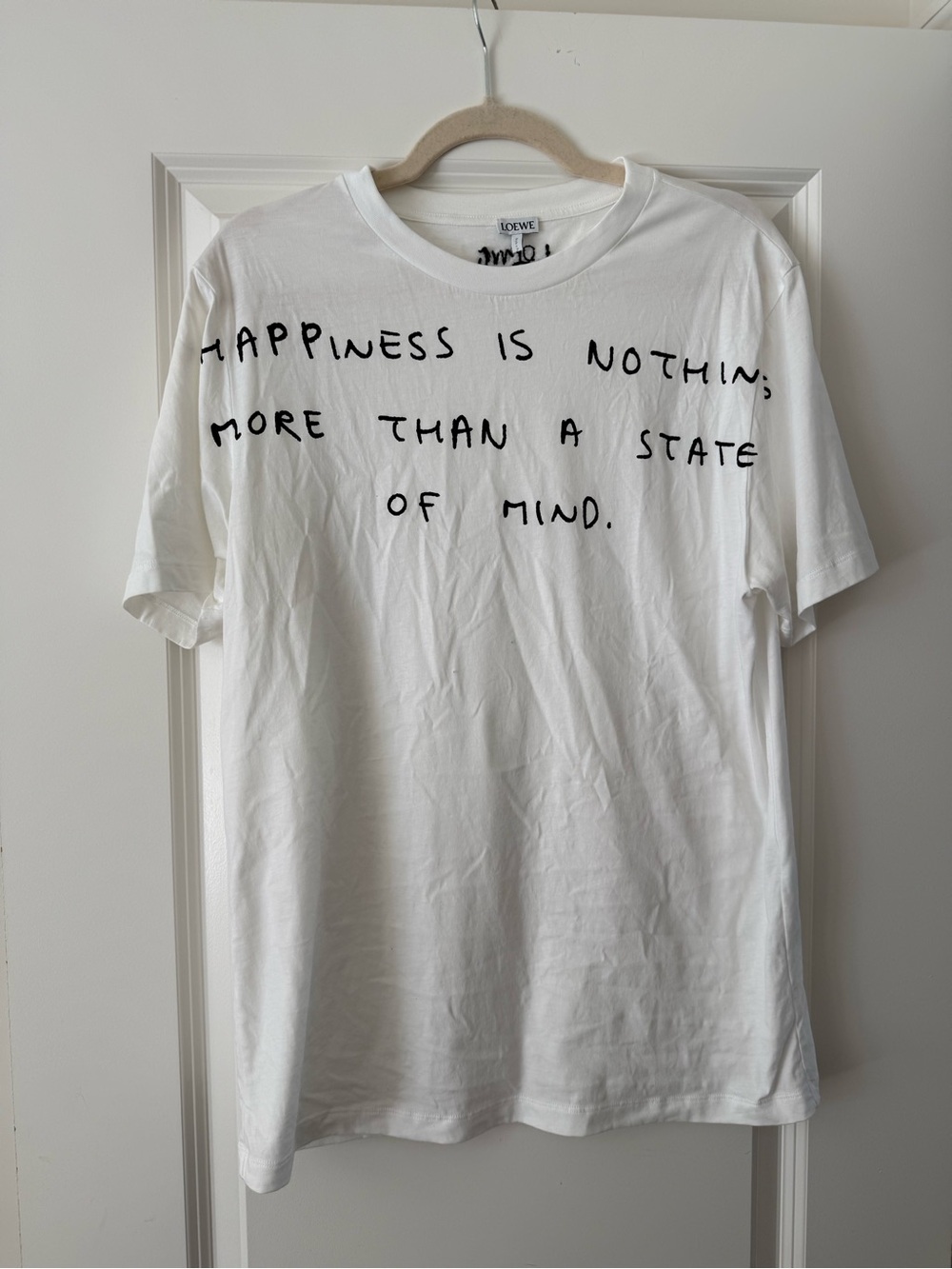 Loewe White Graphic 'Happiness Is Nothing' Short Sleeve Tee